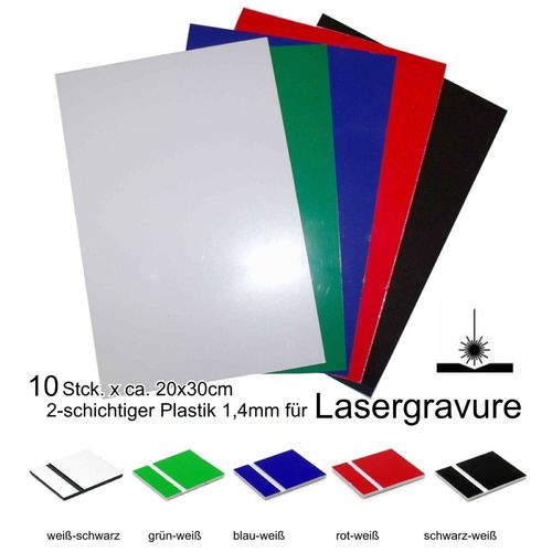 Starter Set Laserplastik 1,5mm 2x5 Farben 20x30cm