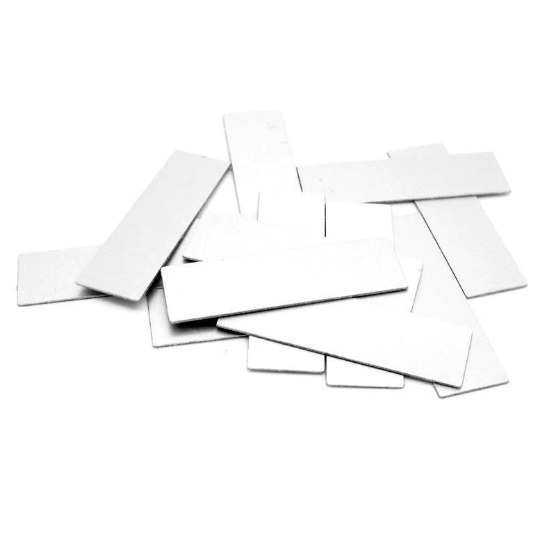 Plaque en aluminium pour gravure 50x15mm, silver, 200 pcs. auto-adhésif