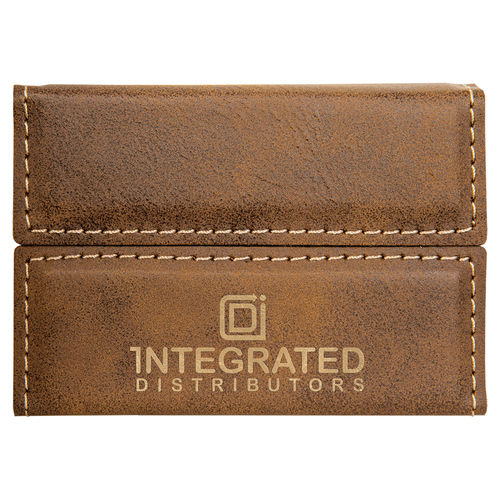 95x70mm Rustic/Gold Laserable Leatherette Hard Business Card Holder