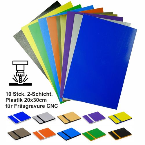 Starterset CNC Gravierplastik 1,5mm 10 Farben