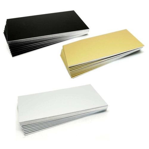 30 pcs Plaques en aluminium noir, or, argentée 1,0mm 100x50mm