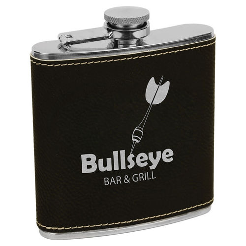6 oz. STAINLESS STEEL FLASK in laserable leatherette