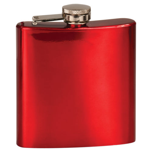 6 oz. GLOSS RED Laserable Stainless Steel Flask