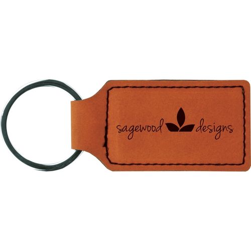 Keychain rectangle ROWHIDE 70x32mm, laserable leatherette