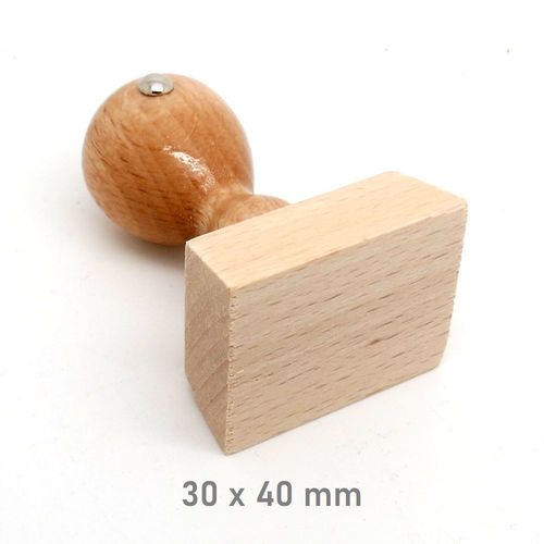 Stamp wooden handle rectangle 30 x 40 mm