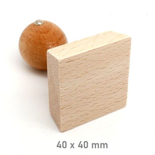 Stamp wooden handle rectangle 40 x 40 mm
