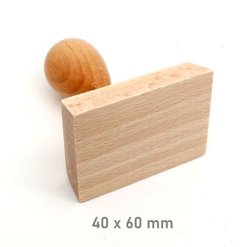 Stamp wooden handle rectangle 40 x 60 mm