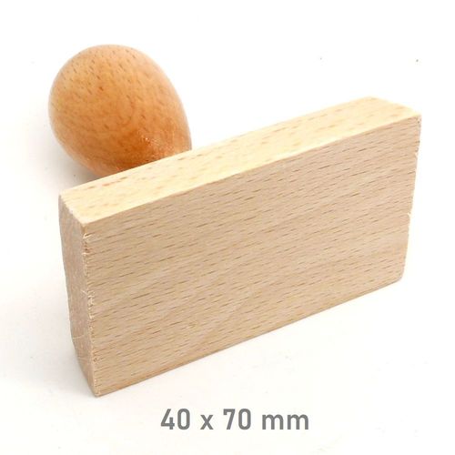 Stamp wooden handle rectangle 40 x 70 mm