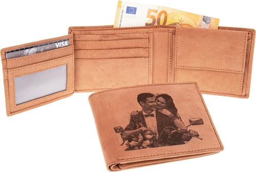 Bolsa de dinero Naturaleza cuero marrón claro 12 x 9 x 2 cm