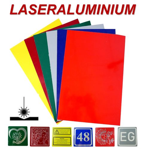 SAmples of laser aluminum im 6 Colors 20x30cm