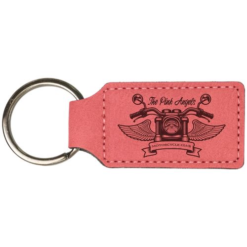 Keychain rectangle PINK 70x32mm, laserable leatherette