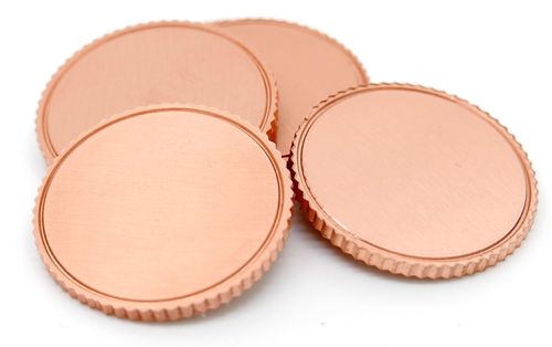 Coin Blank D=30mm COPPER with ridged edge.